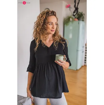 Dámská tunika Těhotenská, kojící tunika Mother Nature dl.rukáv, Black