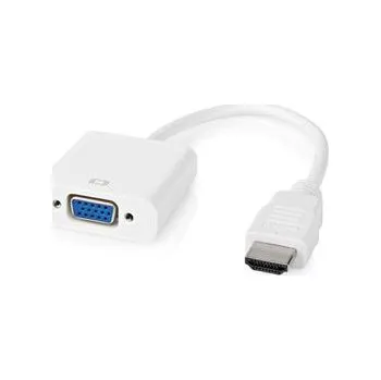 Video kabel Nedis CCGB34900WT02 - HDMI™ – VGA Kabel | Konektor HDMI™ - VGA Zásuvka + 3,5mm výstup | 0,2 m | Bílá barva