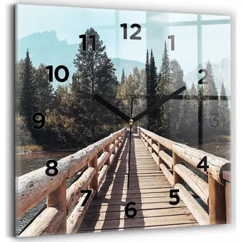 Hodiny Skleněné Hodiny s potiskem Tiché Bezhlučné Nástěnné Hory v Yellowstone 30x30