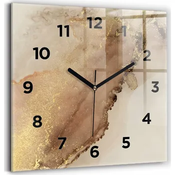 Hodiny Skleněné nástěnné hodiny z tvrzeného skla - béžový moderní design