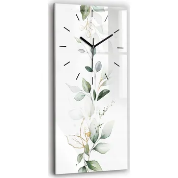 Hodiny Minimalistické skleněné nástěnné hodiny s abstraktním motivem listů, 30x60 cm