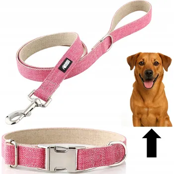 Obojek pro psa Vodítko a obojek pro velkého psa, silná sada HUGGY DOGGY růžová L