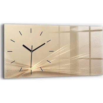 Hodiny Horizontální Skleněné Foto Hodiny Nástěnné Do Obýváku Abstraktní světlo 60x30 cm