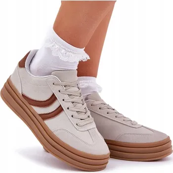 Dámské tenisky TENISKY Z EKO SEMIŠE NA PLATFORMĚ STYLOVÉ ŠEDÉ 40