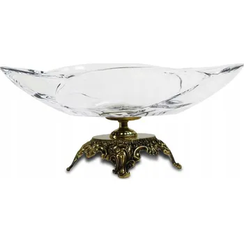 Mosazný Podnos , podnos na noze, mísa, mosaz, Čechy, sklo křišťál zlato