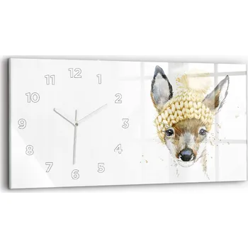 Hodiny Skleněné nástěnné hodiny do moderního interiéru S Potiskem Srnka 60x30 cm