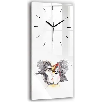 Hodiny Velké tvrzené skleněné hodiny Moderní nástěnné hodiny Kresba milostný polibek