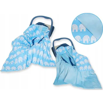 Zavinovačka Oboustranná deka do autosedačky - Modří sloni