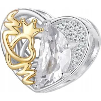 Přívěsek Přívěsek Charms Srdce Mom Křišťál Stříbro 925 Charmsy Trusky