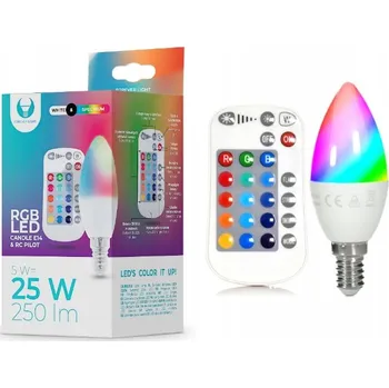 Žárovka ŽÁROVKA S DÁLKOVÝM OVLÁDÁNÍM RGBW LED 5W E14 SVÍČKA