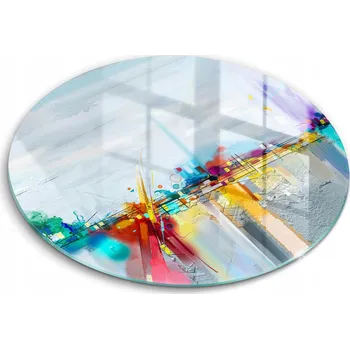 Obraz Dekorativní skleněná deska kulatá na krájení, malovaná abstrakce ⌀ 40 cm