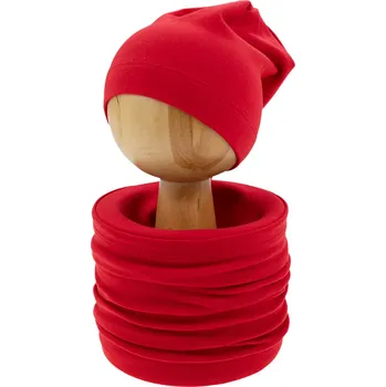 Čepice Dětská souprava čepice + nákrčník červená Nicol, vel. 12 128/134