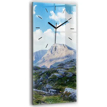 Hodiny Velké Skleněné Nástěnné Hodiny Tichý chod Skalnatá Krajina 30x60