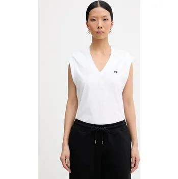Bavlněný top Karl Lagerfeld IKON B1W17036 bílá 00X, vel. XXL