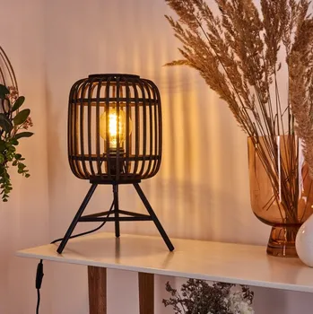 Lampička Brilliant 93775/76 Stolní lampa WOODROW tmavý ratan