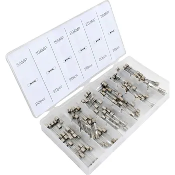 Autopojistky skleněné trubičkové, 5 - 30 A, pro autoveterány, sada 120 ks - ASTA A-TC519