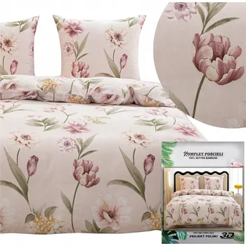Povlečení Povlečení 160x200 3dílná sada povlečení 70x80 saténové Maria květiny