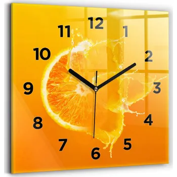 Hodiny Skleněné hodiny s potiskem Tichý mechanismus Loft Nástěnný Pomeranč 30x30