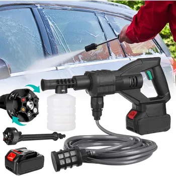 Vysokotlaký čistič Akumulátorová tlaková myčka 100 bar 500 W 21 V + 2 baterie pro auto a zahradu