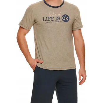 Pánské pyžamo Pánské pyžamo bavlněné krátký rukáv šedé XL