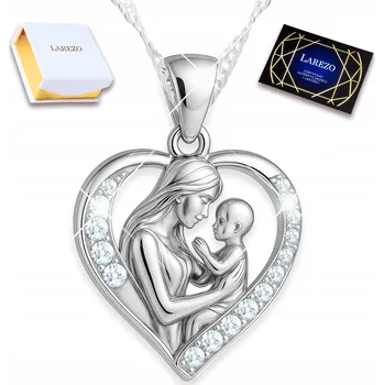 Náhrdelník Stříbrný Náhrdelník Matka s Dítětem Pro Milovanou Maminku Srdce Máma STŘÍBRO 925