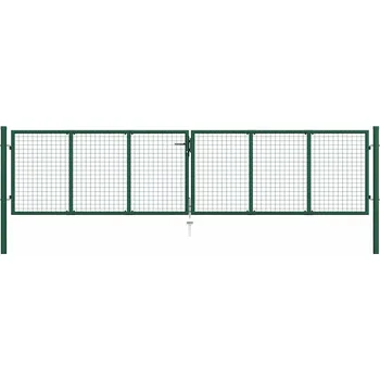 vidaXL Pletivá zahradní branka ocelová 400 x 75 cm zelená [145747]