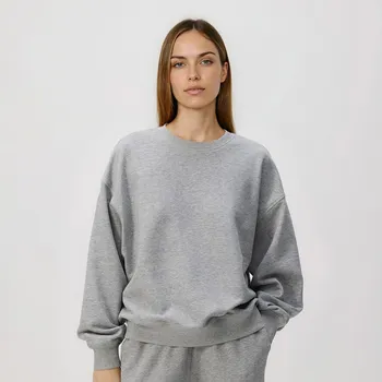 Dámská mikina Reserved - Hladká mikina s vysokým podílem bavlny - světle šedá - 758HS-09M - 758HS-09M-L