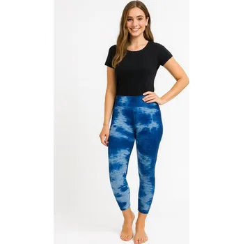 Dámské legíny NOVINKA-Jógové Legíny S Vysokým Pasem A Zdůrazňujícím Efektem, S Texturou Bublin - modré