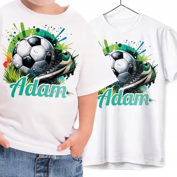 Chlapecké tričko DĚTSKÉ TRIČKO JMÉNO FOTBALISTY FOTBALOVÝ MÍČ MEDVÍDEK DÁREK PRO DÍTĚ 7-8 LET