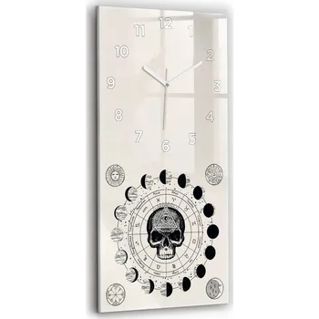 Hodiny Skleněné nástěnné hodiny do kanceláře se stylovým potiskem fáze měsíce 30x60 cm