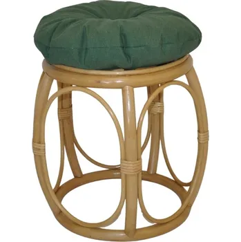 Nábytek Axin Trading s.r.o. Ratanová taburetka široká medová polstr tmavě zelený melír