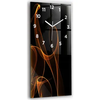 Hodiny Velké skleněné hodiny Klasické moderní nástěnné Oranžové linky 30x60