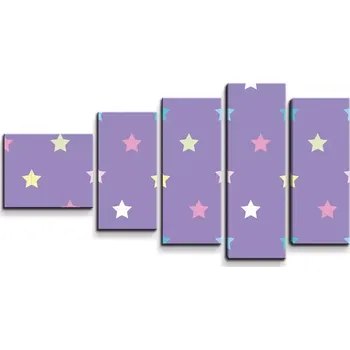 Obraz Sablio Obraz - 5-dílný Hvězdy na fialové - 100x60 cm