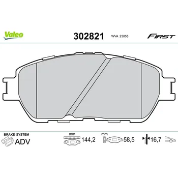 Brzdová destička Sada brzdových destiček, kotoučová brzda VALEO 302821