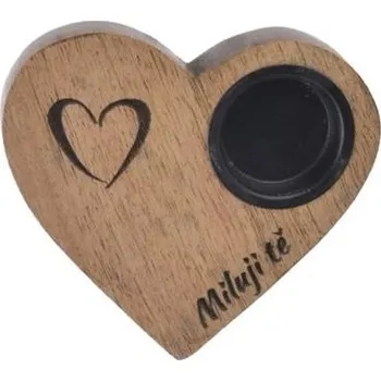 Bytová dekorace Svícen z mangového dřeva ORION Miluji Tě