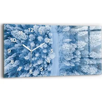 Hodiny Moderní skleněné nástěnné hodiny s potiskem 60x30 cm Les z ptačí perspektivy Dron