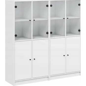 Knihovna Knihovna s dvířky, bílá, 136x37x142 cm