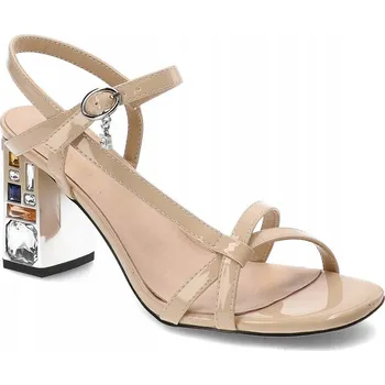 Dámské sandále D&A dámské sandály CR-232 BEIGE na sloupkovém podpatku, velikost 36