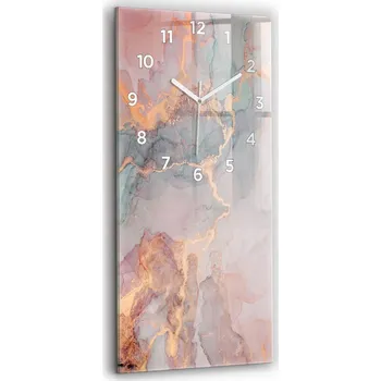 Hodiny Minimalistické skleněné nástěnné hodiny s motivem mramorové textury 30x60 cm