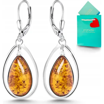 Náušnice Stříbrné náušnice s jantarem, anglické zapínání, stříbro 925