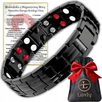 Náramek ŠIROKÝ Černý Magnetický Náramek MASIVNÍ Nerezová Ocel PREMIUM