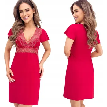 Dámské noční prádlo Noční košile Donna Victoria vínová Košile noční rukávem nad kolena velikost L