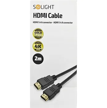 Video kabel HDMI kabel Solight s Ethernetem, konektor HDMI 1.4 A - konektor HDMI 1.4 A, blistr, 2 m