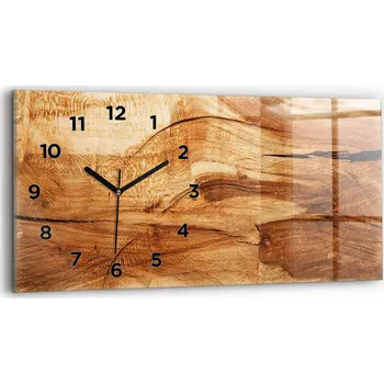 Hodiny Moderní skleněné nástěnné hodiny s potiskem 60 cm x 30 cm Textura dřeva