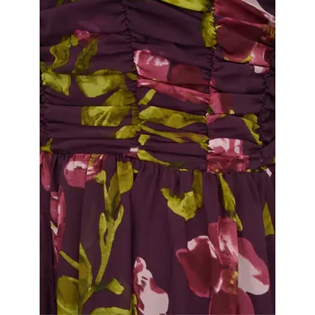 Dámské oblečení Fialové dámské midi šaty s květinovým vzorem Orsay kaki | tmavě červená | fialová 3500212