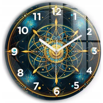 Hodiny Čtvercové Skleněné Foto Hodiny na Zeď do Obýváku Horoskopové hodiny průměr 30 cm