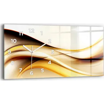 Hodiny Horizontální Skleněné Nástěnné Hodiny do Kanceláře s Abstraktním Vzorem Vlna 60x30 cm