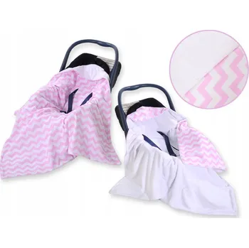 Zavinovačka Oboustranná deka do autosedačky - Chevron růžovo-bílá