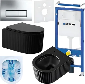 Klozet BPS-koupelny Podomítkový modul Geberit DuoFix s WC mísou LA-MTB-RIM-03 + ovládací tlačítko Delta 50 chrom