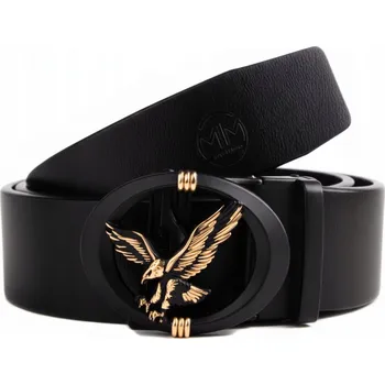 Opasek Pásek Černý Kožený se Zlato-Černou Sponou Elegantní Dárek pro Něj